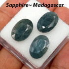 3 Pcs Madagascar Natural Blue Sapphire 15 4mm-15 7mm Oval Faceted Cut Gemstones