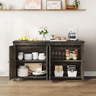 Farmhouse 55  Sideboard Buffet Cabinet W  4 Doors Wood Kitchen Storage Organizer