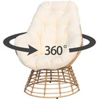 3 Pcs Swivel Patio Wicker Egg Chair Lounge Chair For 2 Person Indoor Outdoor