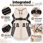 Dog Winter Coat With Harness Small Fleece Lined Zip Jacket Khaki
