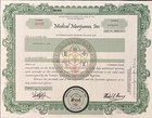 Medical Marijuana Inc Stock Certificate Printed On Hemp Paper- 1 Share 2013