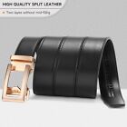 Men s Leather Casual Belt 1 3 8  Automatic Ratchet Belts Adjustable Click Buc   
