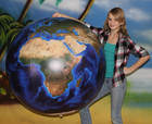 54  Inflatable Dark Blue Topographical Earth Globe Beach Ball Swim Ring Base New