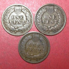 1900-1907 Us Indian Head Cents Set Of 3 Different  Good   Better  Old Coins  Bin