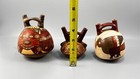 Nazca Peruvian Peru Pottery Double Spout Stirrup Vessel Lot Of 3