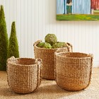 Seagrass Round Drum Baskets  Set Of 3 Natural
