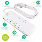 8-outlet Power Strip Surge Protector With 8 Ft  Extra-long Power Cord In White