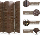 Fdw 4 Panel Folding Privacy Room Divider Screen  70  Tall  Brown