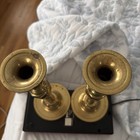 Pair Vintage England Heavy Solid Polished Brass Classic Candlesticks 