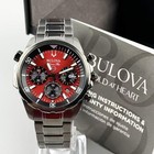 Bulova Men s Marine Star 98b350 Quartz Chronograph Watch Red Dial 43mm