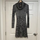 Calvin Klein Sweater Dress Cowl Neck Long Sleeve Knit Gray S Classic Bodycon