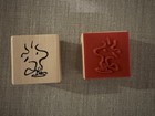   Set Of 2  Peanuts Snoopy   Woodstock  Wood Mounted Rubber Stamp - New