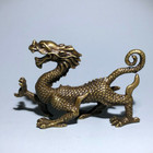 A  Chinese Old Vintage Solid Brass Handwork Collectible Dragon Ornament Statue