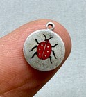 Vintage Tiny Silver Enamel Ladybug Charm Lucky Good Luck German Austrian