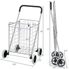 Folding Shopping Cart Utility Trolley Portable For Grocery Laundry Travel Silver