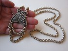 Very Rare Unique Vintage Period Massive Engraved Embossed Silver Necklace 