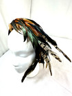 Feathered 70s Fascinator Feathers Headpiece 2  Wide Headband Teal Green Rust Fsh