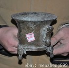 6 old China Ancient Dynasty Bronze Inscription Incense Burner Censer Statue