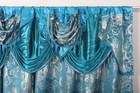 Jacquard Luxury Window 2 Panel Set Turquoise Curtain With Attached Valance An   