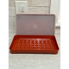 Tupperware Bacon Deli Keeper Set 2 Trays 1 Lid Burnt Orange Vintage 1292 1293