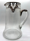 Vintage Silver Rimmed And Overlay Etched Crystal 9    Cocktail Pitcher