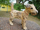     antique Hubley Cast Iron Wire Hair Fox Terrier Dog Display Piece  407 6   Long