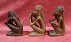 African Carved Wood Statues Lot Of 3 Figurines Tribal Art 5    Tall