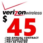 Verizon Wireless  Prepaid  45 Refill Top-up Prepaid Card   Airtime  Recharge 