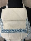 Vintage Linen Baby Bib W  Case Set Blue Embroidered