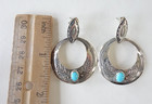 Carolyn Pollack Sterling Silver   Turquoise Southwestern Doorknocker Earrings