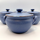 Set Of 4 Vintage Dansk Mesa Sky Blue Covered Onion Soup Bowls W lids Portugal