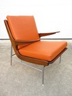 Vtg Mid Century Danish Modern Boomerang Lounge Chair W  New Leather Atomic Retro