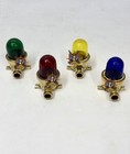 Set Of 4 Vintage Brass Nautical Lights     Ceiling Bulkheads With Multicolor Glass