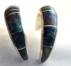Navajo  Multi Stone Inlay Hoop Stud Earrings  4 Grams