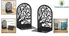 Vfine Bookends 1 Pair  Black Metal Book Ends  Bookends For Shelves  Unique Decor