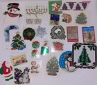 Vintage Christmas Holiday Stickers 80s Lot Santa Claus Prismatic Metallic Fun
