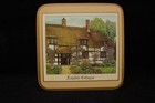 Set Of 6 Pimpernel Wood   Cork Bottomed English Cottages Drink Coasters