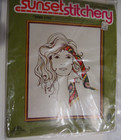 New  Vtg 1977 Crewel Embroidery Sunset Stitchery Kit Donna Kooler   dark Eyes   2225