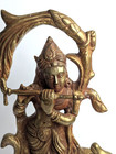 15  Solid Brass Lord Krishna Playing Flute With Cow Hindu Statue Heavy 10  Lbs