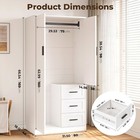 Wooden Armoire Wardrobe Closet With Doors  3-drawers   Hanging Rod For Clothing