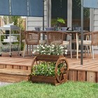 Outsunny Wooden Wagon Planter Box  Decorative 2-tier Raised Garden Bed