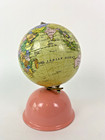 Vintage Globe And Coin Bank With Pink Metal Base