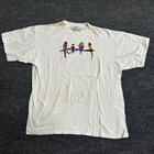 The La Costa Spa T-shirt Mens Size L White Cotton Embroidered Parrot Usa Vintage
