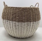 Honey-can Do Round Seagrass Baskets In Natural   White Set Of 3 New Open Box