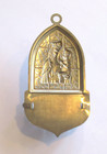 Vtg Glass   Pressesd Metal Holy Water Font St  Anne W christ