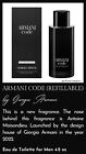 Armani Code  refillable  By Giorgio Armani Cologne For Men Edt 4 2 Oz New In Box