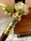 Brass Designer Handle Antique Style Cane Wooden Walking Stick With Compass Gift