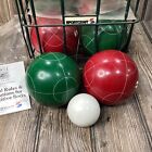 Vintage Sportcraft Bocce Ball Set- Wire Basket-instructions- Rare- Beautiful Set