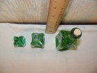 Set Of 3 Matching Green Glass Antique Bitter Bottles