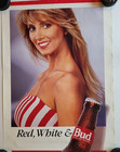 Vintage Red White   Bud Beer Poster Budweiser - Pinup 20  X 28 
